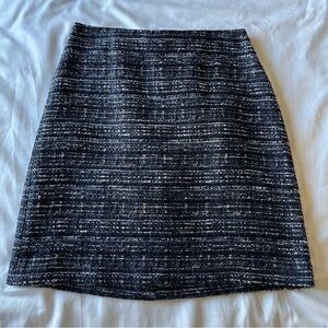 Ann Taylor blue black tweed pattern a line pencil skirt 0